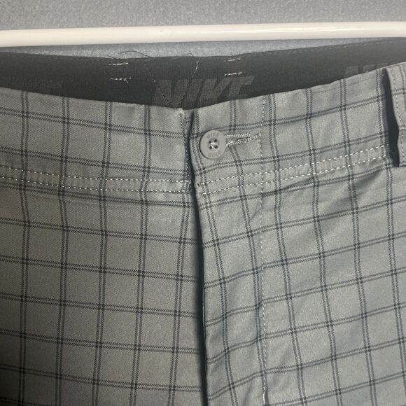 Men's Nike Dri-Fit Golf Shorts Dark Gray Check Size 34 Stretch Anti Slip Band - Picture 2 of 7